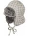 Детска шапка ушанка Sterntaler - 47 cm, 9-12 месеца, бежово каре - 1t