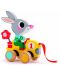 Дървена играчка за дърпане Djeco - Зайче в количка - 1t