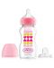 Dr.Brown's Преходно шише Wide-Neck Options+ Pink Hearts 270ml - 1t