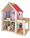 Дървена къща за кукли Eichhorn - С включени кукли - 1t