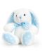 Плюшена бебешка играчка Keel Toys - Зайче, синьо и бяло, 25 cm - 1t