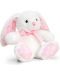 Плюшена бебешка играчка Keel Toys - Зайче, розово и бяло, 25 cm - 1t