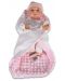 Кукла-бебе Moni - С розово одеялце и шапка на райе, 41 cm - 1t