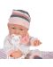 Кукла-бебе Moni - С розово одеялце и шапка на райе, 41 cm - 2t