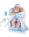 Кукла-бебе Moni - Със синьо одеялце и аксесоари, 36 cm - 1t