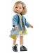 Комплект дрехи за кукла Paola Reina - Синьо палто и рокля на цветя, 32 cm - 1t