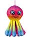 Плюшена играчка Амек Тойс - Цветен октопод, розов, 32 сm - 1t