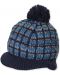 Плетена шапка с пискюл и козирка Sterntaler - 57 cm, 8+ години, синьо-черна - 1t