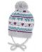 Плетена детска шапка с връзки Sterntaler - На сърчица, 39 cm, 3-4 месеца - 1t