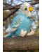 Плюшена играчка Rappa Еко приятели - Вълнист папагал, със звук, зелен, 11 cm - 3t