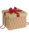 Подаръчна кутия Giftpack - Златиста с червено, с панделка и дръжки, 27 х 27 х 20 cm - 1t