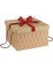 Подаръчна кутия Giftpack - Златиста с червено, с панделка и дръжки, 34 x 34 x 20 cm - 1t