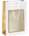 Подаръчна торбичка Giftpack - 20 x 10 x 29 cm, бяло и мед, с PVC прозорец - 1t