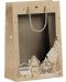 Подаръчна торбичка Giftpack - Bonnes Fêtes, 20 x 10 x 29 cm, крафт, бяло и черно с PVC прозорец - 1t