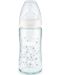 Стъклено шише със силиконов биберон Nuk - First Choice, TC, 240 ml, бялo - 1t
