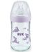 Стъклено шише Nuk - Nature Sense, със силиконов биберон М, 240 ml, лилаво - 1t