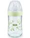 Стъклено шише Nuk - Nature Sense, със силиконов биберон М, 240 ml, зелено - 1t