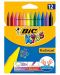 Восъчни пастели BIC Kids - Plastidecor, 12 цвята - 1t