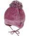 Зимна бебешка шапка с пискюл - Sterntaler, 45 cm, 6-9 месеца, тъмнорозова - 1t