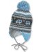 Зимна бебешка шапка с пискюл Sterntaler - 47 cm, 9-12 месеца, сиво-синя - 1t